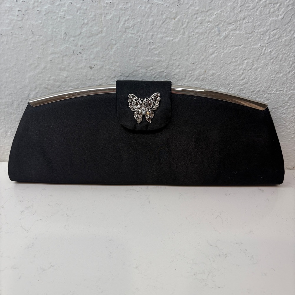 TOVA Beverly Hills Rhinestone Butterfly Black Clutch